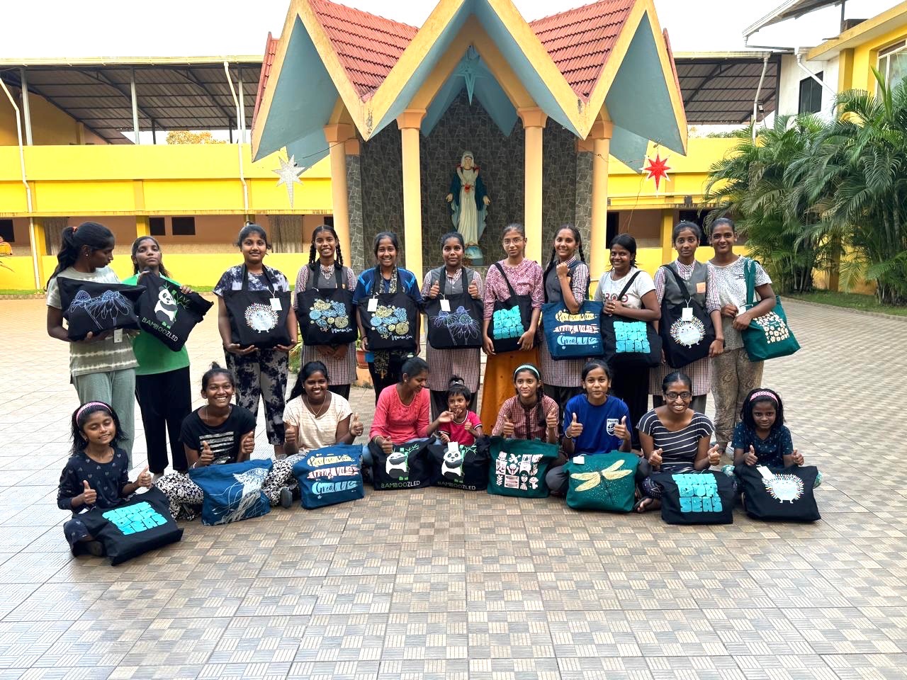 Holiday gifts for girls at Jeevadan Orphanage