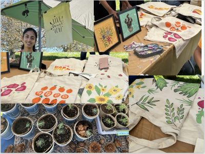 Plant and hand-painted tote bag sale in Cupertino